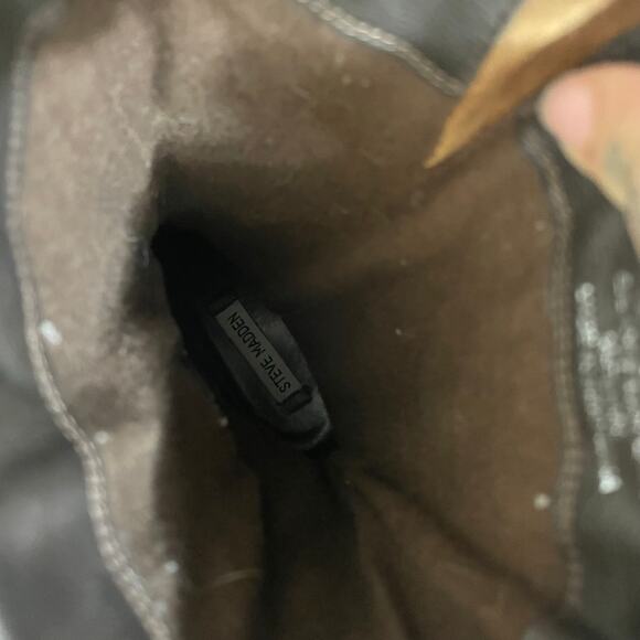 Steve Madden Boots Sz 8.5 Mid Calf Motorcycle Chunky Biker Brown Distressed Boho - Picture 9 of 11